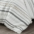 thumbnail image 4 of Chezmoi Collection 4-Piece Cotton Clip Jacquard Comforter Set Queen, Boho Chic Tufted Pompom Striped Bedding with Linen Blended Textured Pillow Cushion, Gray/White, 4 of 9