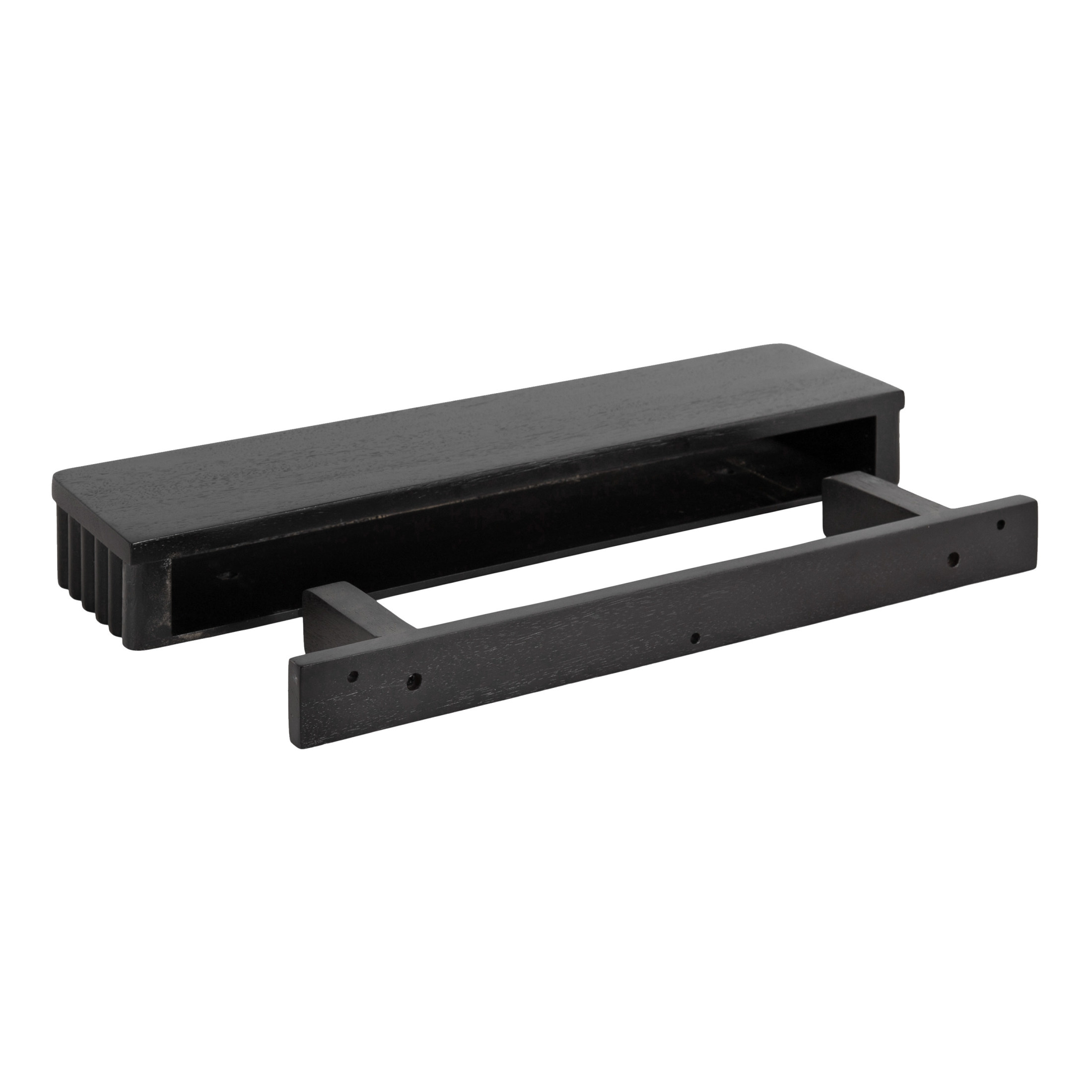 Kate and Laurel Reid Modern Ribbed Wood Floating Shelves, Set of 2, 20 Inches, Black, Decorative Floating Shelf Set for Use as Cute Nursery Book Shelves or Living Room Gallery Wall Decor
