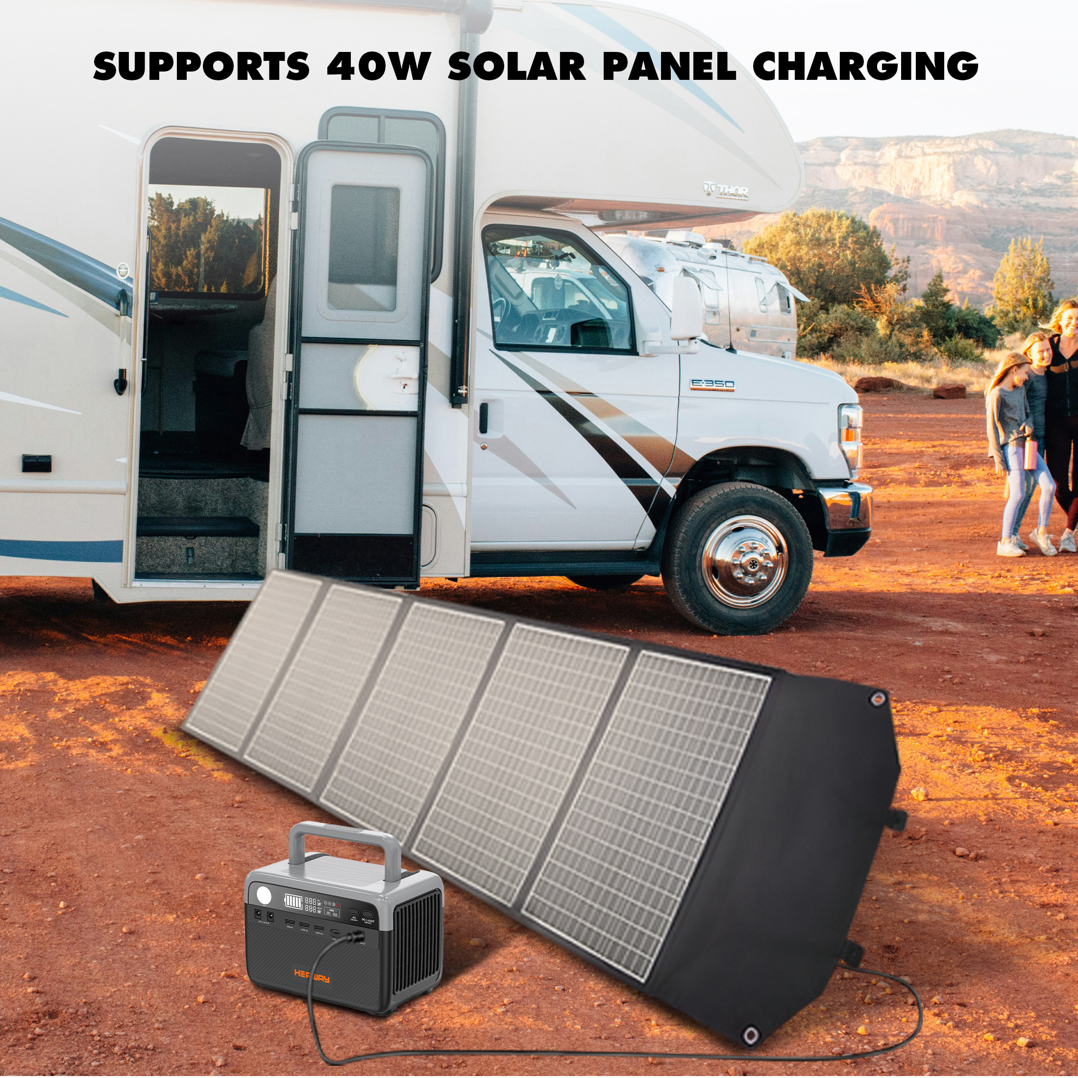 Hepway H30 Portable Power Station,300W Solar Generator,288Wh  LiFePO4 Battery,2 AC 120V Outlets,PD 100W USB-C Output w/ LED, 90000mah Power Bank for Hurricane Emergency Outdoor Camping RVs Home Use