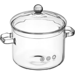 Simax Glass Cookware, 64 Oz (2 Quart) Clear Glass Pot, Glass Saucepan,  Potpourri Simmer Pot With Lid, Easy Grip Handles, Made from Oven,  Microwave