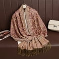thumbnail image 5 of HNMKIU Scarf Elegant Fringed Shawl With Paisley Design Feel Soft Wrap For Women Scarf Beige,One Size, 5 of 5