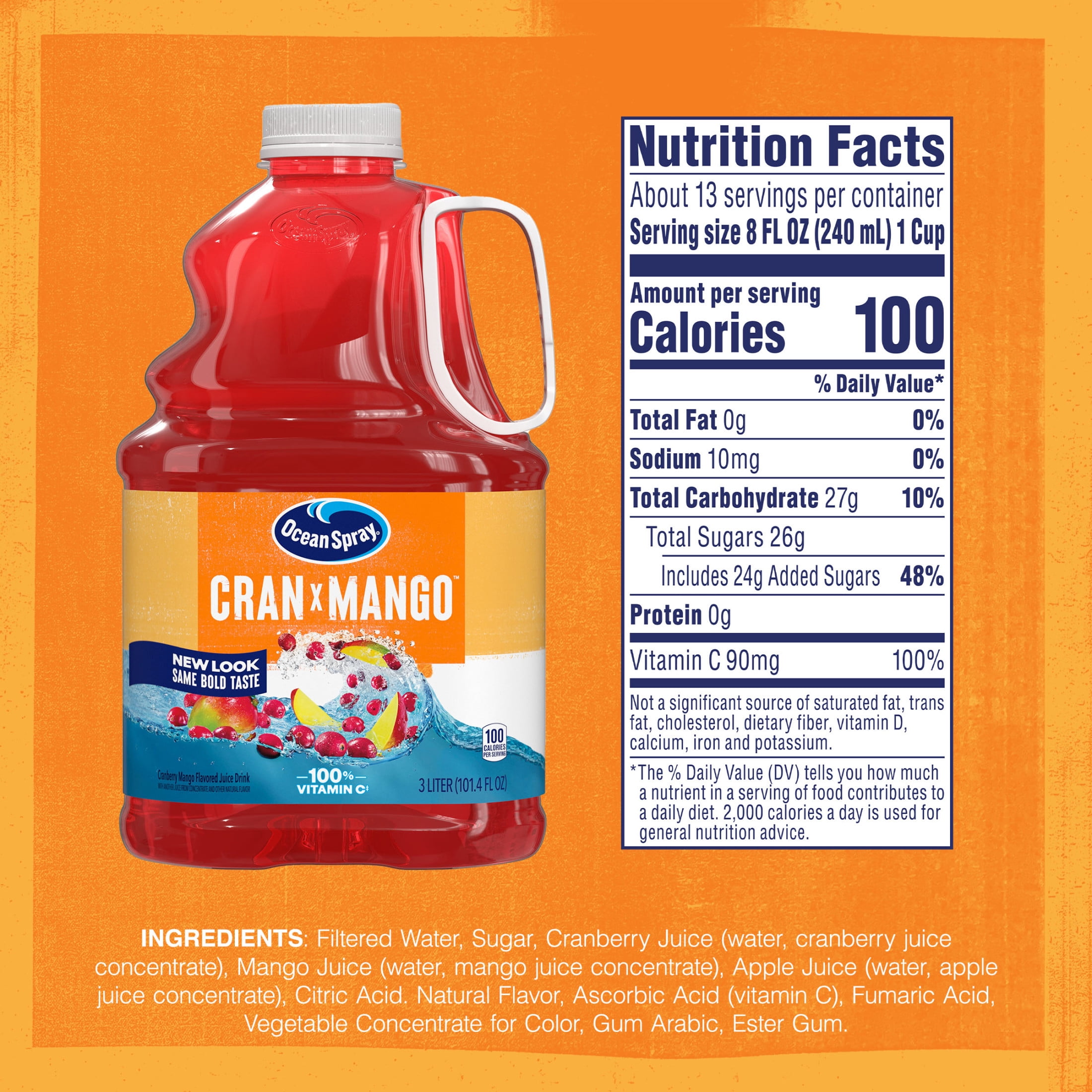 (3 pack) Ocean Spray® Cran-Mango™ Cranberry Mango Juice Drink, 101.4 fl oz Bottle