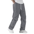 thumbnail image 2 of Mifsaly Lightweight Pants Men Elastic Waist Drawstring Track Pants Breathable Quick Dry Running Training Open Bottoms with Pockets Gray,M, 2 of 9