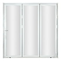 KaMic 96" x 96" 3 Panels Aluminum Folding Doors In White, Folded Out From Left To Right