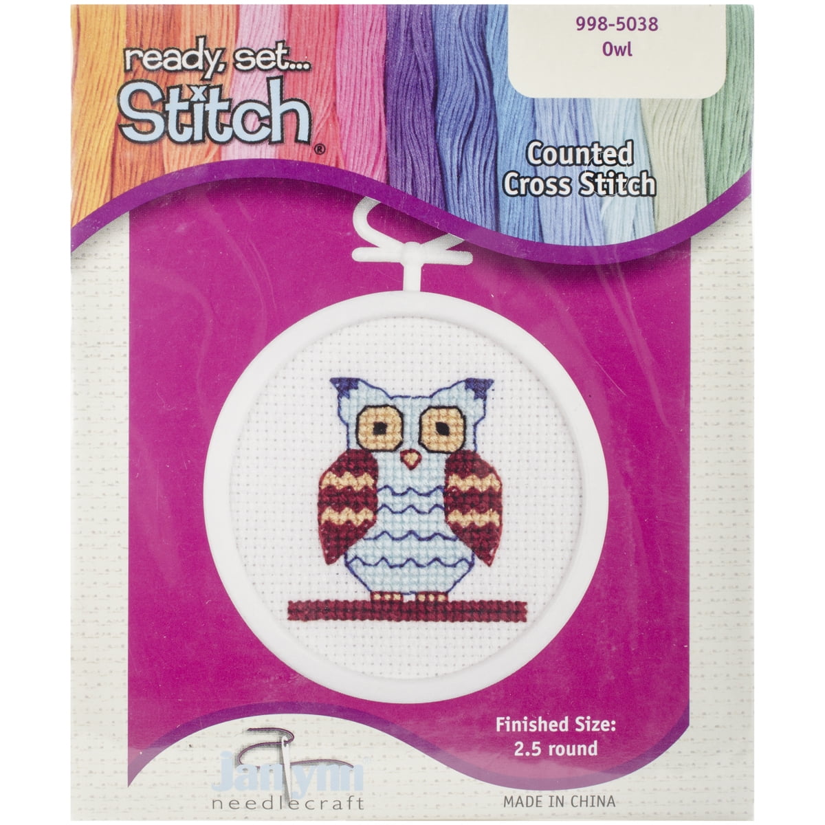 Download Owl Mini Counted Cross Stitch Kit-2.5" Round 18 Count ...