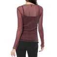 thumbnail image 5 of Allegra K Women's Long Sleeve Mesh with Spaghetti Strap Camisole Tops, 5 of 6