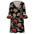 thumbnail image 4 of SMihono Robes d'Été Bohémiennes pour Femmes Grande Taille Été Décontracté Manches Courtes Col en V Imprimé Pagode Robe Ample, 4 of 5
