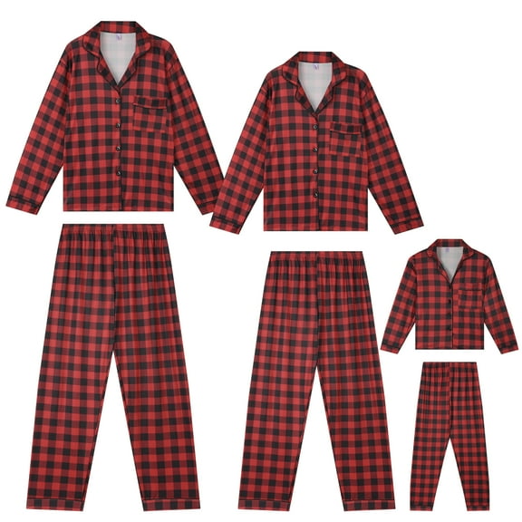DARING DIVA Men's Christmas Family Plaid Pajama Sets 2XL Red