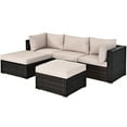 Costway 5PCS Sunroom Patio Living Room Rattan Furniture Set Ottoman