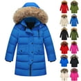 thumbnail image 4 of EnJoCho Kids Long Parka Coats Winter Padded Waterproo𝖿 Puffer Jackets Boys Girls Fa𝗎x-F𝗎r Hood Quilted Snow Ski Down Outwear Thermal Insulated Windproof Hooded Winter Coat, 4 of 4