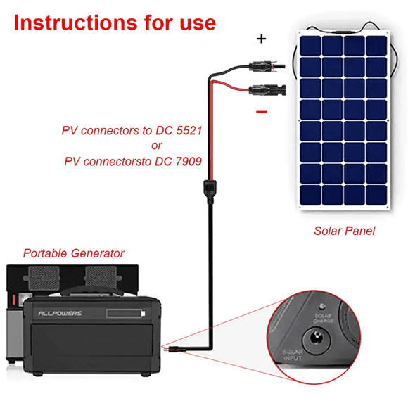 DC5521 Solar System Energy Storage Battery Solar Connector PV Panel Sealing Plug Wiring Cable,1 x Power cable(Due to different product batches, the appearance may vary, which does not affect the use)