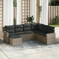 thumbnail image 1 of vidaXL 7 Piece Garden Sofa Set with Cushions Grey Poly Rattan, 1 of 5