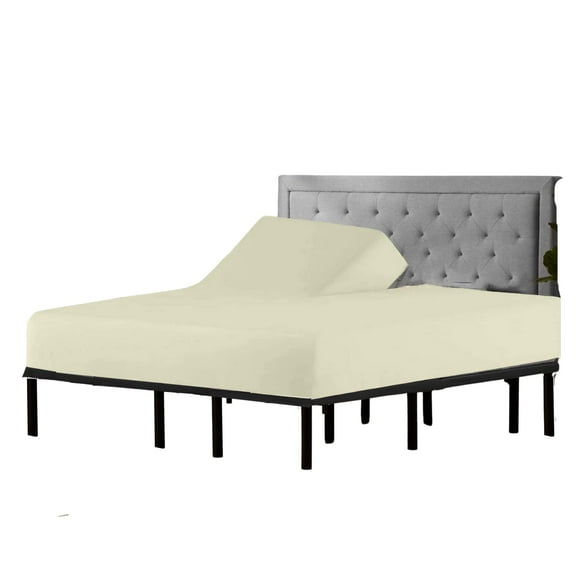 Split Head Flex King Size - 100% Giza Cotton -Ultra-Soft Hotel Luxury - Deep Pocket - Durable and Long Lasting - FlexTop King Fitted Sheet (Split Head Flex King, Ivory)