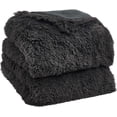 thumbnail image 1 of Sienna Super Fluffy Fleece Throw Shaggy Faux Fur Blanket Warm Reversible for Sofa Chair Bed - 60" x 80", Charcoal, 1 of 5