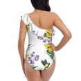 thumbnail image 5 of Picia Lavender Flowers Pattern Women's One Piece Swimsuits,One Shoulder Swimwear Asymmetric ,Ruffle Monokinis Bathing Suits,High Waisted Flattering Bathing Suits-Large, 5 of 8