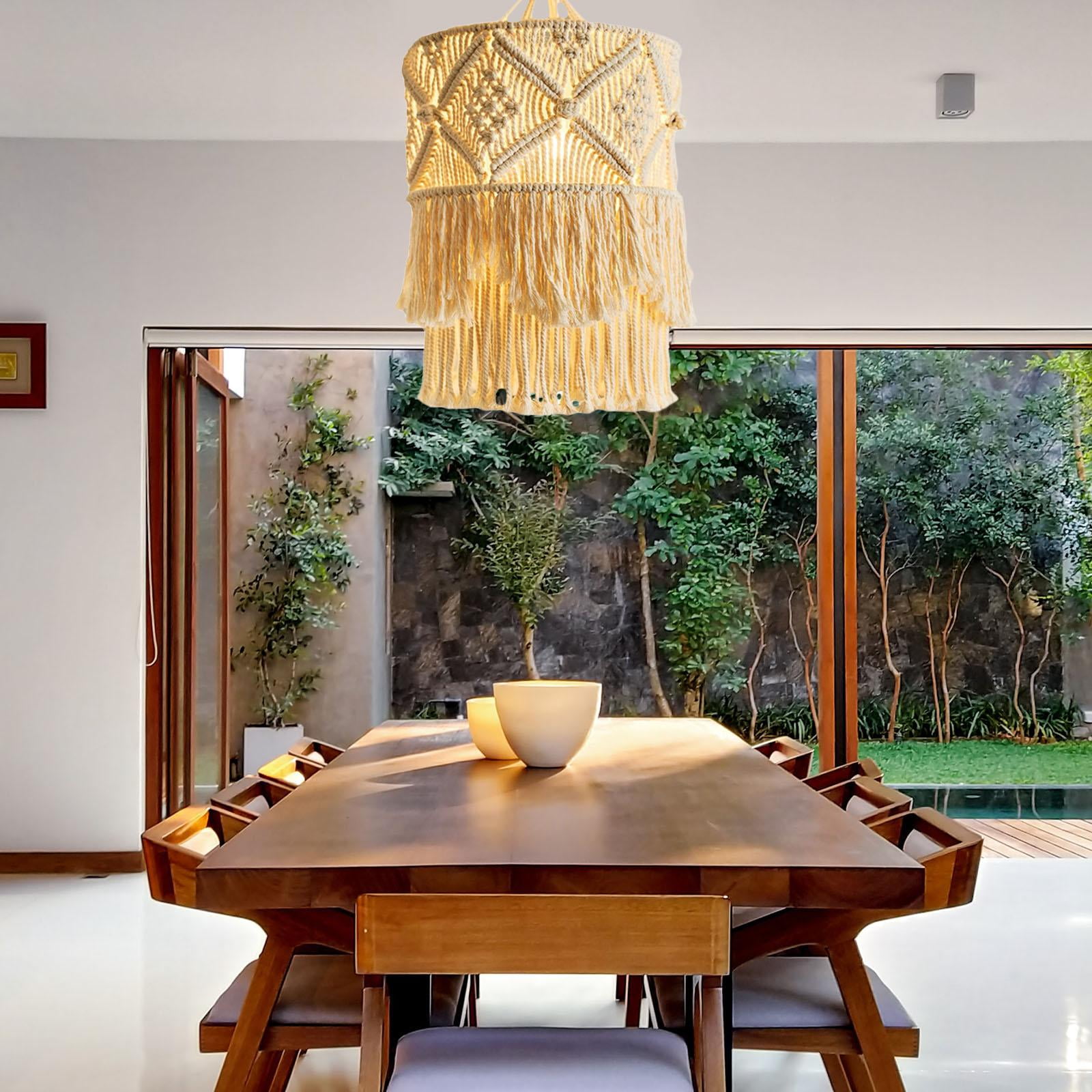 Macrame Tassel Lamp Shade Woven Bohemian Hanging Lampshade Cover Removable Hotel Nursery Party Decor