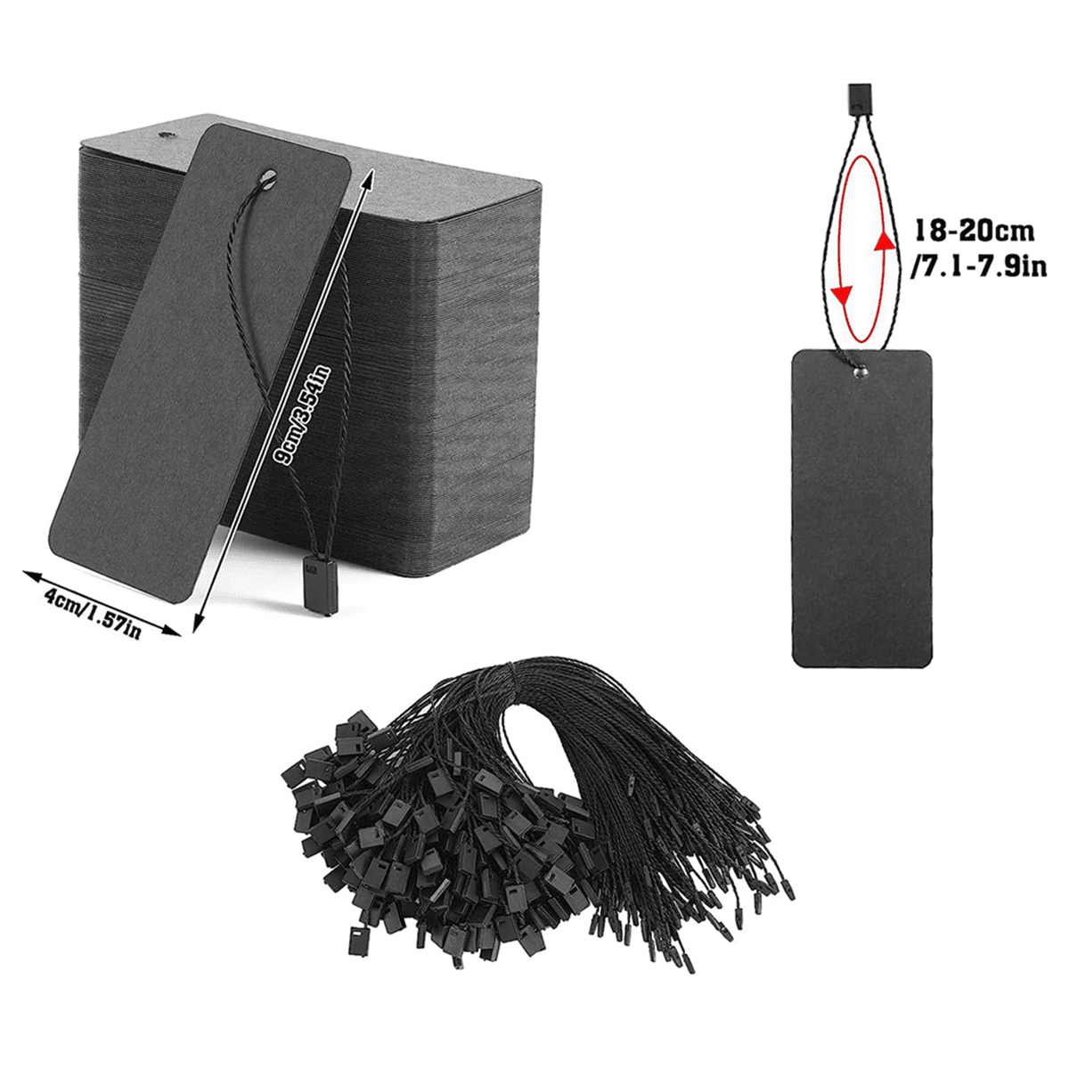 800 Set Black Price Tags with String Gift Tags with Pins Custom Clothing Tags Black Kraft Paper Hang Tags
