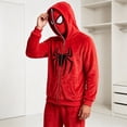 thumbnail image 7 of Unisex Full-Zip Fleece Hoodie with Mask, Superhero Web Print Cosplay Costume Sweatshirt for Halloween Party Red L, 7 of 7