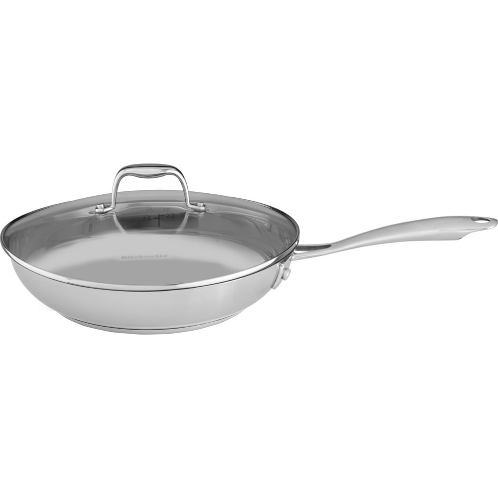 Stainless Steel 12" Skillet with Glass Lid - Walmart.com - Walmart.com Kitchenaid Stainless Steel 12 Inch Skillet With Glass Lid