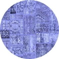 thumbnail image 1 of Ahgly Company Machine Washable Indoor Round Patchwork Blue Transitional Area Rugs, 5' Round, 1 of 4