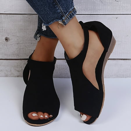 

Tejiojio Womens Sandals Clearance Women Flat Shoes Hollow Wedge Heel Casual Large Size Shoes