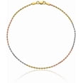 thumbnail image 2 of 14K Solid Tri Color Pink White Yellow Gold 1.75mm Rope Chain Anklet Summer Beach Foot Ankle Bracelet, 2 of 4
