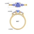 thumbnail image 4 of Round and Pear Cut Natural Tanzanite Gemstone Ring in 14K Yellow Gold ( Size: 9), 4 of 6