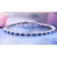 thumbnail image 4 of CZ Blue Sapphire with CZ Moissanite Bracelet,Sapphire Bracelet Tennis Chain Bracelet Round 3MM Stone Bracelet Anniversary Birthday Gift For Her, 4 of 4