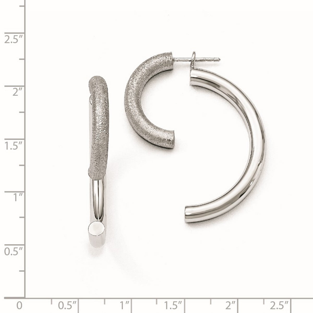 925 Sterling Silver Post Polished Sparkle Cut Removable Front Back Earrings Measures 39x31.5mm Wide - Earring for Women