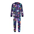 thumbnail image 4 of Halloween Pjs, Halloween Family Matching Pajamas Set, Purple Neon Ghost Door Pumpkin Stair Long Sleeve Sleepwear, Graphic Loungewear, Soft Cozy Holiday Nightwear for Parties & Gatherings, S, 4 of 7