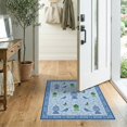 thumbnail image 2 of ODIKA 2'x3' Sky Blue Pavilion Garden Estate Washable Accent Rug Traditional Ornate Chinoiserie Motifs With Decorative Urns Songbirds for Bedroom, Nursery, RV, Pet Friendly, Bedside Mat, 2 of 7