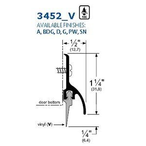 Mill Finish Aluminum Pemko Heavy Duty Threshold 36L x 5/”W x 0.5/”H