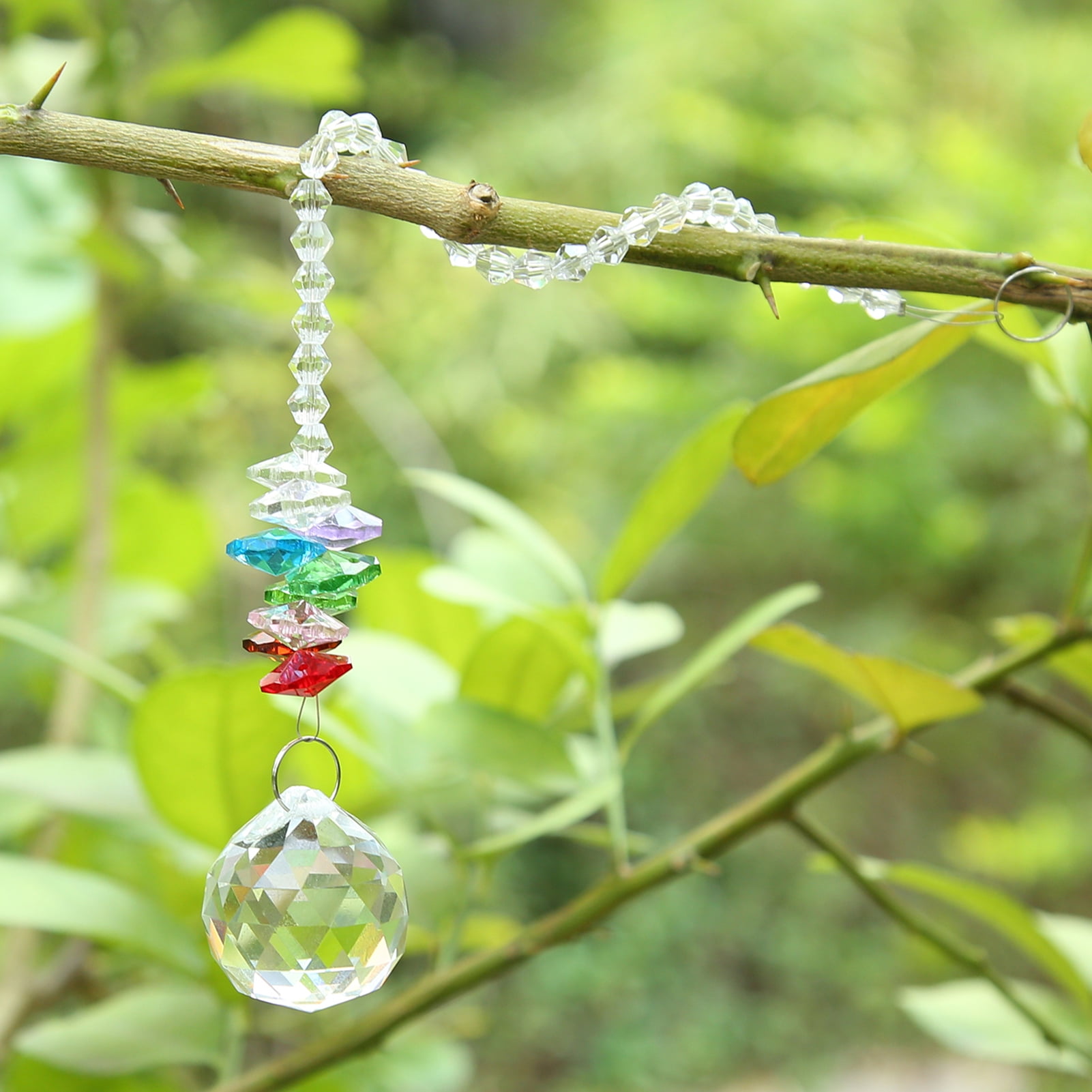 Crystal Glass Ball Pendant Rainbow Terrarium Hanging Ornament Garden Plant Dec o 
