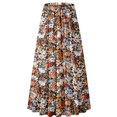 thumbnail image 5 of UVN Skirts for Women Summer Chiffon Pleated A-Line Long Skirt Elastic High Waist Swing Tiered Boho Beach Floral Print Maxi Skirts, 5 of 9