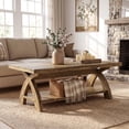 thumbnail image 5 of Tribesigns Solid Wood Coffee Table with Storage Shelf, Farmhouse Rectangular Center Table with X-Shaped Legs, Industrial Accent Cocktail Tables for Living Room, 5 of 14