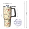 thumbnail image 2 of 40oz Pioneer Flower Floral Print Pattern Insulated Tumbler with Handle, BPA-Free Leak Proof Lid and Straws, Double Wall Vacuum, Hot 12h/Cold 34h, 2 of 6