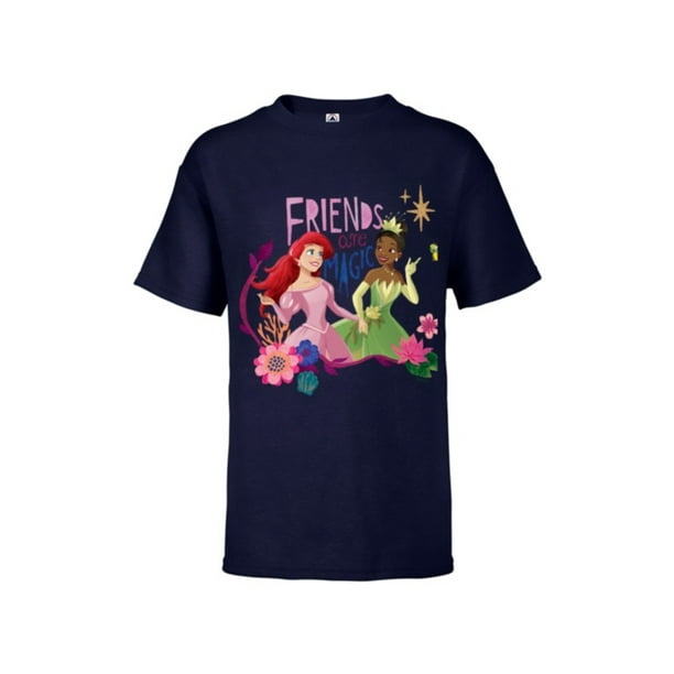 Disney Princess Ariel And Tiana Friends Are Magic Short Sleeve T Shirt For Kids Customized Athletic Navy Walmart Com