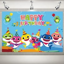 COFUNU Shark Birthday Party Decoration Cartoon Photo Backdrop Background Wall Sticker for Boy Girl Baby Shower Décor