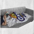 thumbnail image 5 of Cancun Soft Flannel Fleece Throw Blanket, Cancun Mexico Funky Calligraphy with Palm Trees and Sun on the Background, Cozy Plush for Indoor and Outdoor Use, 50" x 70", Multicolor, by Ambesonne, 5 of 5