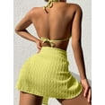 thumbnail image 2 of SEARIPE Women 3 piece Swimwear Halter Triangle Bikini Swimsuit With Beach Skirt Yellow M, 2 of 6