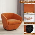 thumbnail image 4 of UIXE Swivel Barrel Accent Chair Set of 2 Modern Round Velvet Fabric Arm Chair for Living Room Comfy Club Reading Chairs, Orange, 4 of 6