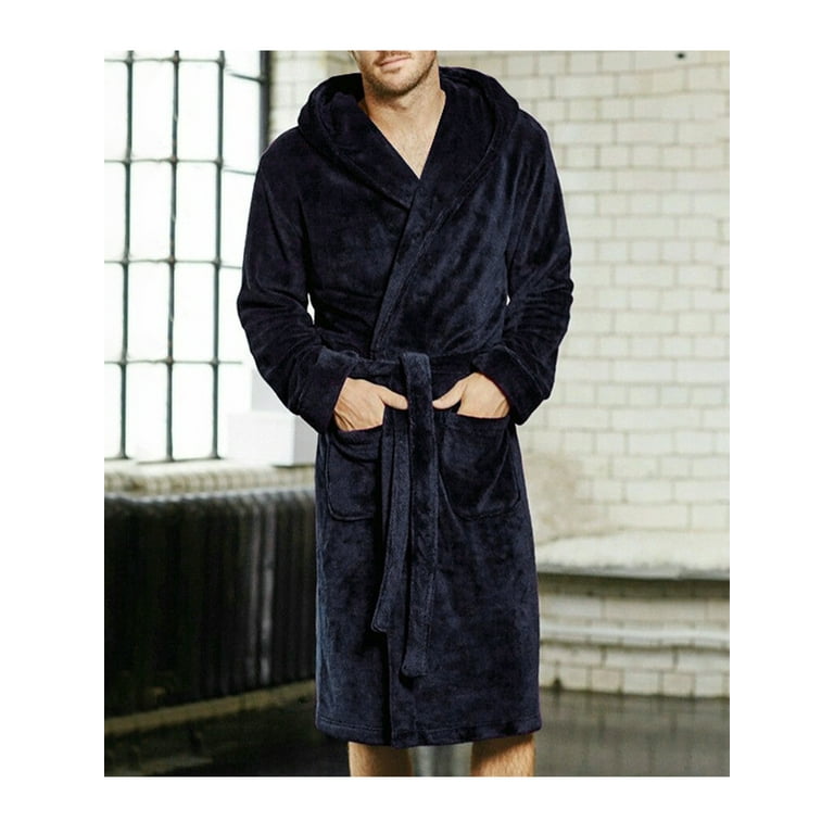 Men's Shawl Collar Fleece Bathrobe Spa Robe