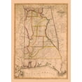 thumbnail image 2 of Melish 24x32 Black Ornate Wood Framed with Double Matting Museum Art Print Titled - Alabama - Melish 1819, 2 of 4