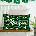 thumbnail image 3 of St Patrick‘s Day Lucky Charm Clover Pillow Cover Green Black Buffalo Plaid Check Shamrocks Home Spring Holiday Farmhouse Decorative Throw Lumbar Pillow Covers 12x20 Inch Cushion Case, 3 of 6