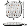 thumbnail image 4 of Funny Chair Seating Cushion Set of 12, Retro Bunny Rabbits with Costumes Jack Hare Funky Bunnies Carrot Sketch Style, Seat Pads for Office with Anti-slip Backing, 16"x16", Orange White, by Ambesonne, 4 of 7