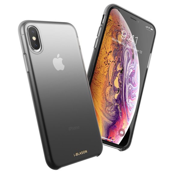 i-Blason OMG Series Case Designed for iPhone Xs (2018) / iPhone X (2017), Slim Liquid Silicone Soft Rubber Protective Case, 5.8" (Black)