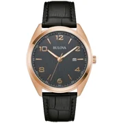 BULOVA Classic 97B229 Grey Dial Black Leather Strap 42MM Mens Watch
