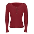 thumbnail image 5 of Bovemsi Y2K Long Sleeve T Shirt Lace Trimmed Open Collar Slim Fit Base Shirt Top for An Y2K Style, Red Summer Women's Long Sleeve T-Shirts, XL, 5 of 9