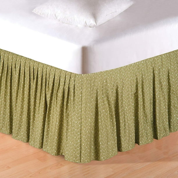 Green Barbados Sand Twin Dust Ruffle Bedskirt 39"x76" by 18" Drop