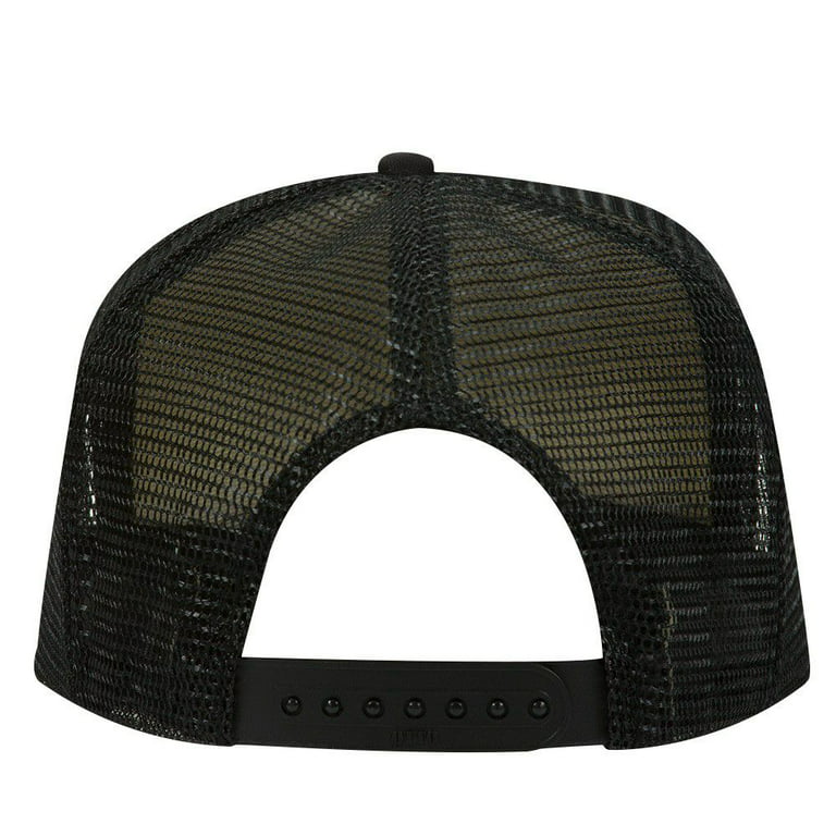 OTTO Polyester Foam Front 5 Panel High Crown Mesh Back Trucker Hat - Black  